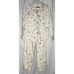 Lauren Ralph Lauren Pajama Set Medium Floral Cotton Button Up LRL Monogram Roses